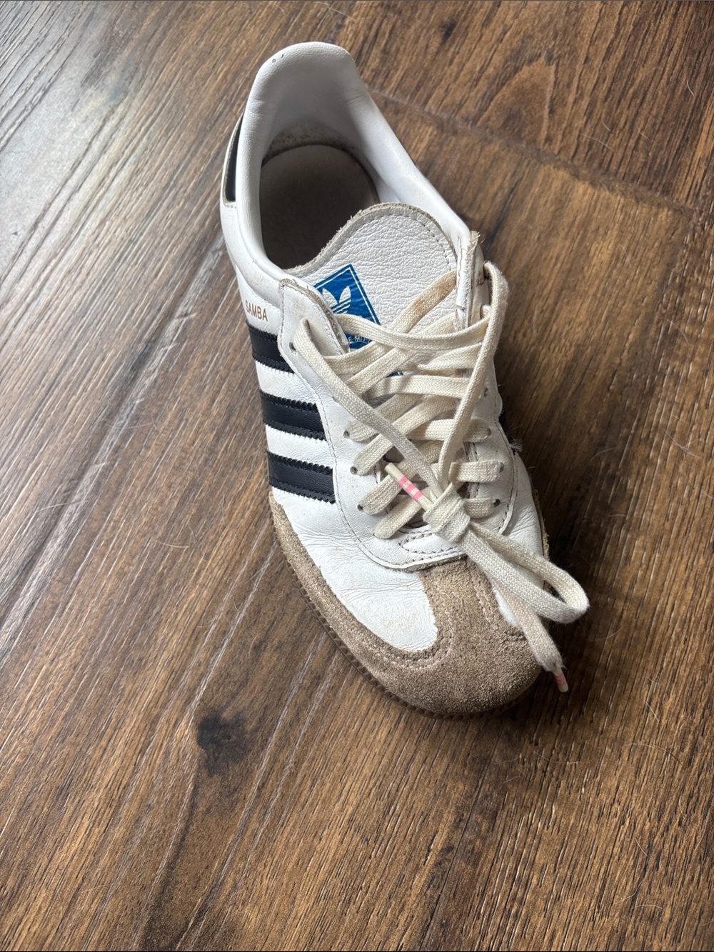 adidas Samba Retro White with Black Stripes and Brown Gum Sole - Picture 5 of 12